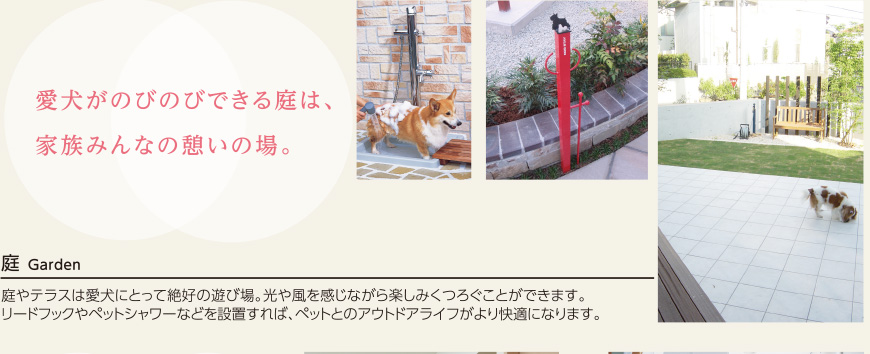 愛犬がのびのびできる庭は、家族みんなの憩いの場。